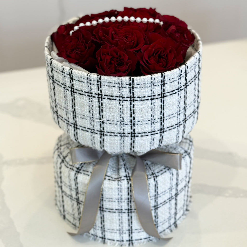 Chanel Style Red Rose Bouquet
