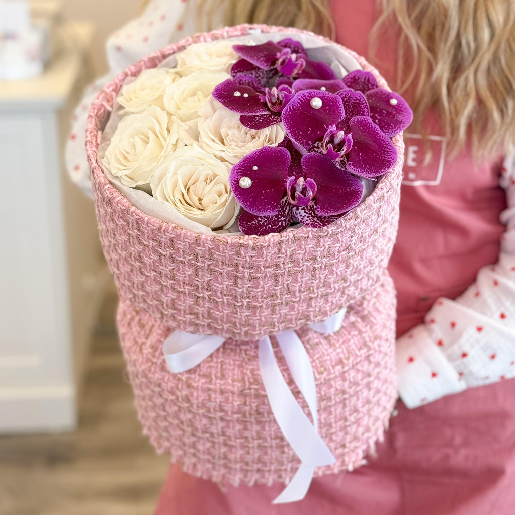Chanel Style Rose + Orchid Bouquet